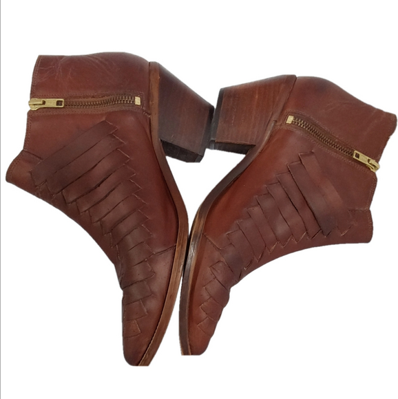 Free People Brown Leather Ankle Boots Size 9 - Picture 7 of 15